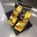 Bottega Veneta Square Toe Mules In Gold Leather