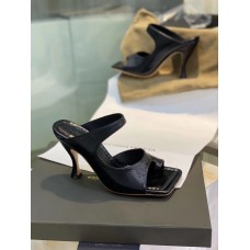 Bottega Veneta Square Toe Mules In Black Leather