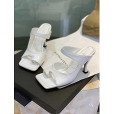 Bottega Veneta Square Toe Mules In White Leather