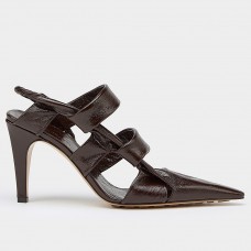 Bottega Veneta The Point Slingback Sandals In Chocolate Lambskin