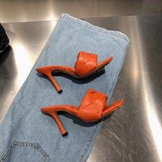Bottega Veneta Lido Sandals In Orange Woven Leather