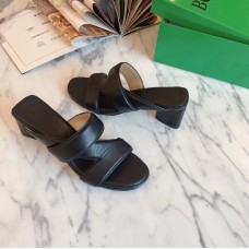 Bottega Veneta Band Sandals In Black Calfskin