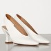 Bottega Veneta Almond Slingback Pumps In White Nappa Leather