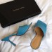 Bottega Veneta Square Toe Mules In Blue Nappa Leather