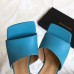 Bottega Veneta Square Toe Mules In Blue Nappa Leather