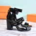 Louis Vuitton Black Leather Uncover Sandals