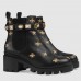 Gucci Ankle Boots In Black Leather with Bees and Stars