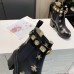 Gucci Ankle Boots In Black Leather with Bees and Stars