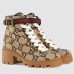 Gucci Ankle Boots In Beige and Ebony GG Wool