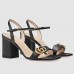 Gucci Black Mid-heel Sandals With GG Marmont Logo