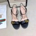 Gucci Black Mid-heel Sandals With GG Marmont Logo