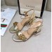 Gucci Metallic Leather Mid-heel Sandals With GG Marmont Logo