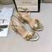 Gucci Metallic Leather Mid-heel Sandals With GG Marmont Logo