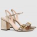 Gucci Metallic Leather Mid-heel Sandals With GG Marmont Logo