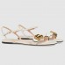 Gucci White Flat Sandals With GG Marmont Logo