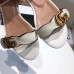 Gucci White Flat Sandals With GG Marmont Logo
