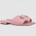 Gucci Slide Sandals In Pink Matelasse Leather With Double G