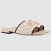 Gucci Slide Sandals In White Matelasse Leather With Double G