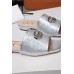 Gucci Slide Sandals In Silver Silk With Sequin