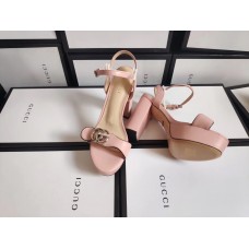 Gucci Pink Platform Sandals With GG Marmont Logo