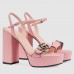 Gucci Pink Platform Sandals With GG Marmont Logo