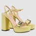 Gucci Yellow Platform Sandals With GG Marmont Logo