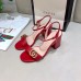 Gucci Red Mid-heel Sandals With GG Marmont Logo