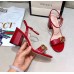 Gucci Red Mid-heel Sandals With GG Marmont Logo