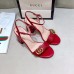 Gucci Red Mid-heel Sandals With GG Marmont Logo