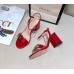 Gucci Red Mid-heel Sandals With GG Marmont Logo