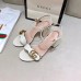 Gucci White Mid-heel Sandals With GG Marmont Logo