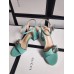 Gucci Pastel Green Mid-heel Sandals With Double G