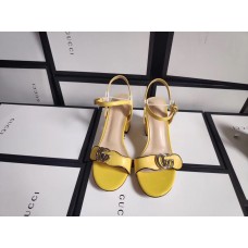 Gucci Pastel Yellow Mid-heel Sandals With Double G