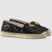 Gucci Black Leather Espadrilles With Double G