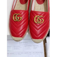 Gucci Red Leather Espadrilles With Double G