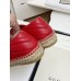 Gucci Red Leather Espadrilles With Double G