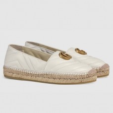 Gucci White Leather Espadrilles With Double G