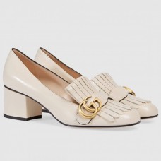 Gucci Fringed Pumps 50mm In White Leather