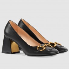 Gucci Black Leather Pumps 75mm With Horsebit