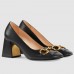 Gucci Black Leather Pumps 75mm With Horsebit