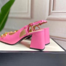 Gucci Pink Leather Slingback Pumps 75mm With Horsebit