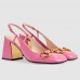 Gucci Pink Leather Slingback Pumps 75mm With Horsebit