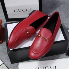 Gucci Foldable Slim Horsebit Loafers In Red Leather