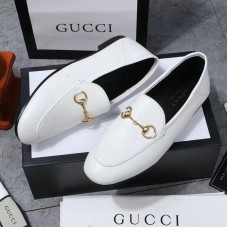 Gucci Foldable Slim Horsebit Loafers In White Leather