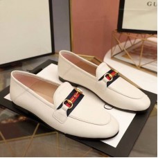 Gucci White Loafers With Web and Horsebit