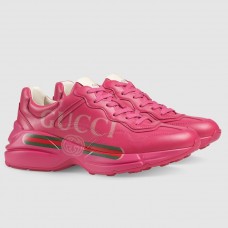 Gucci Women's Pink Rhyton Sneakers With Gucci Logo