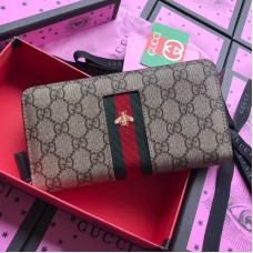 Gucci Zip Around Wallet In Web Bee GG Supreme