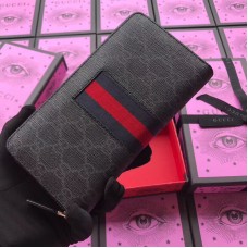 Gucci Zip Around Wallet In Black GG Supreme Web
