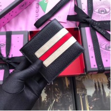 Gucci Black Stripe Leather Bi-fold Wallet