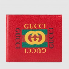 Gucci Red Print Leather Bi-fold Wallet